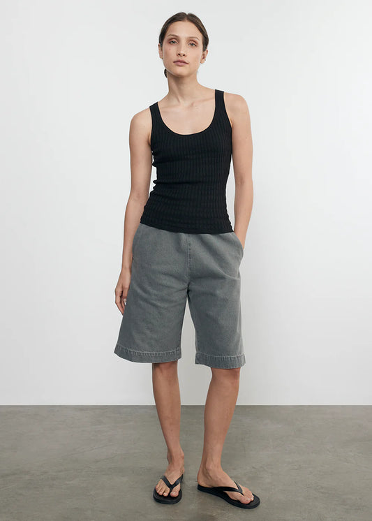 Linen Cotton Sweater Tank Shirts Enza Costa Black S