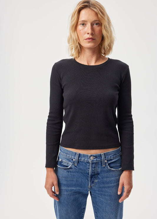Slim Rib Tee T Shirts AMO Denim BLACK S