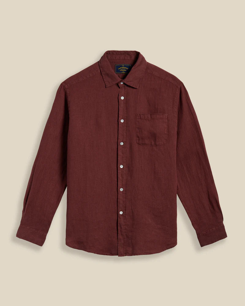 L/S Linen Shirt Shirts Portuguese Flannel Bordeaux S