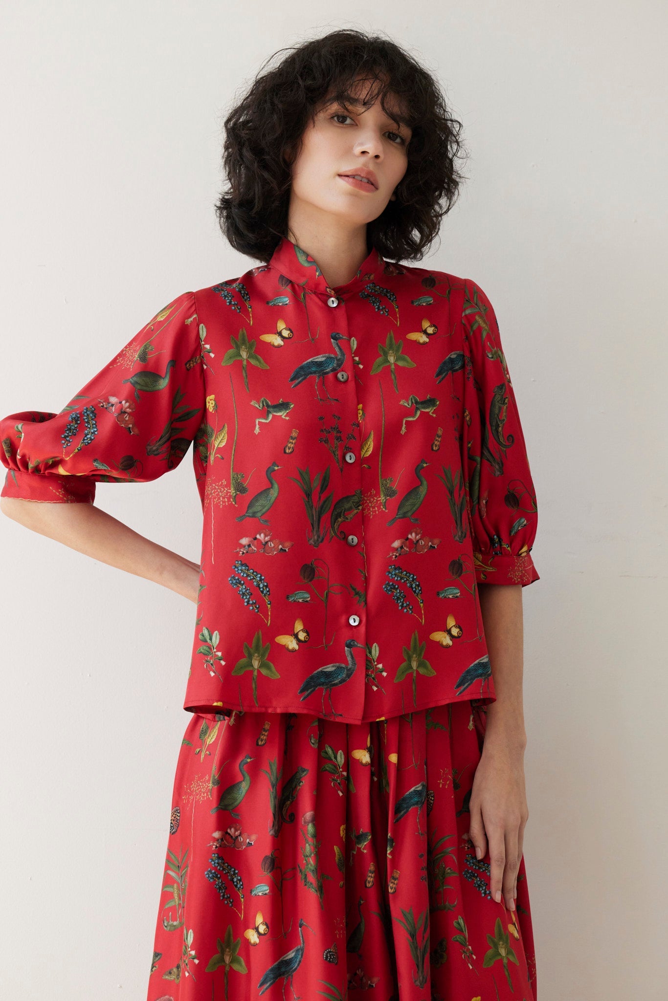 Livia Blouse in Audubon Silk Twill Tops CHRISTINE ALCALAY - 2