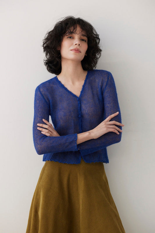 Luz Baby Alpaca Cardigan in Electric Blue Sweaters CHRISTINE ALCALAY Electric Blue XS/S