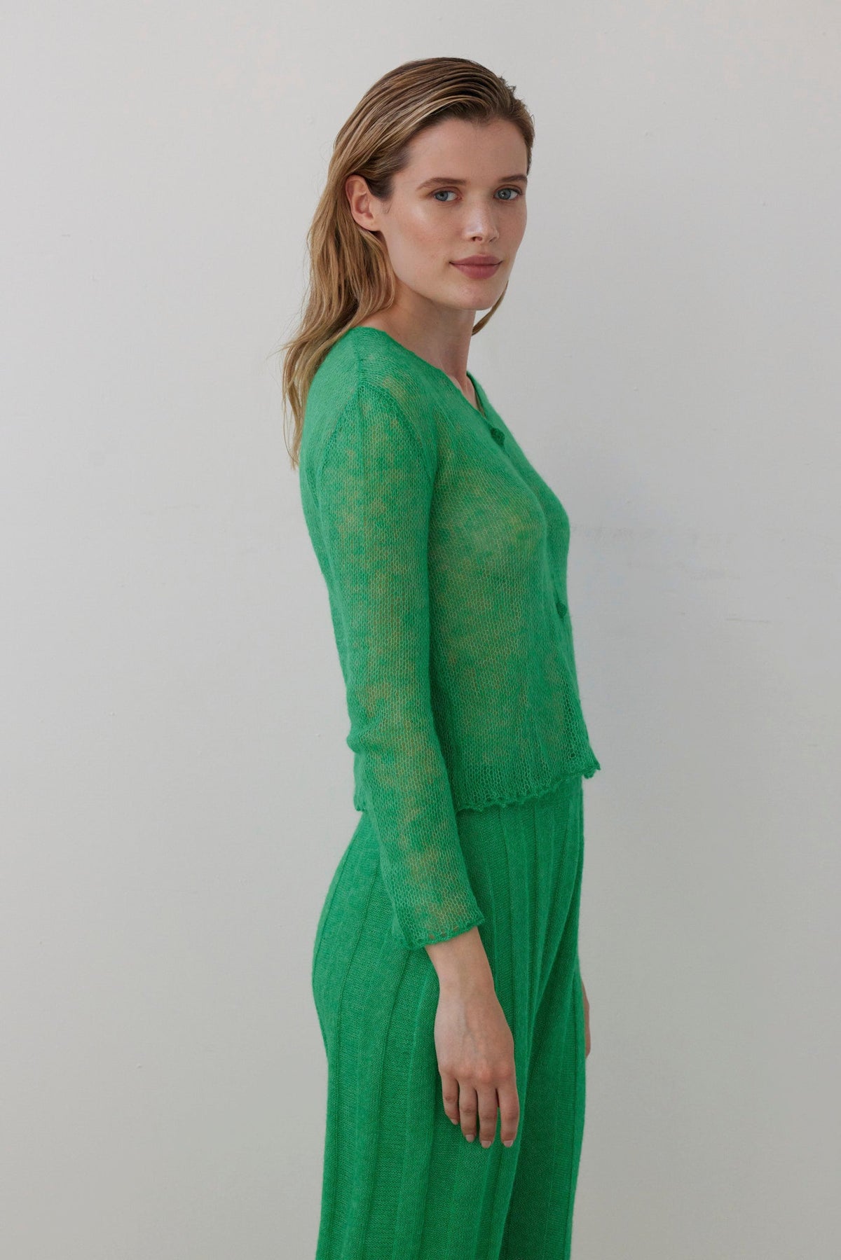 Luz Open Knit Cardigan in Baby Alpaca Sweaters CHRISTINE ALCALAY - 3