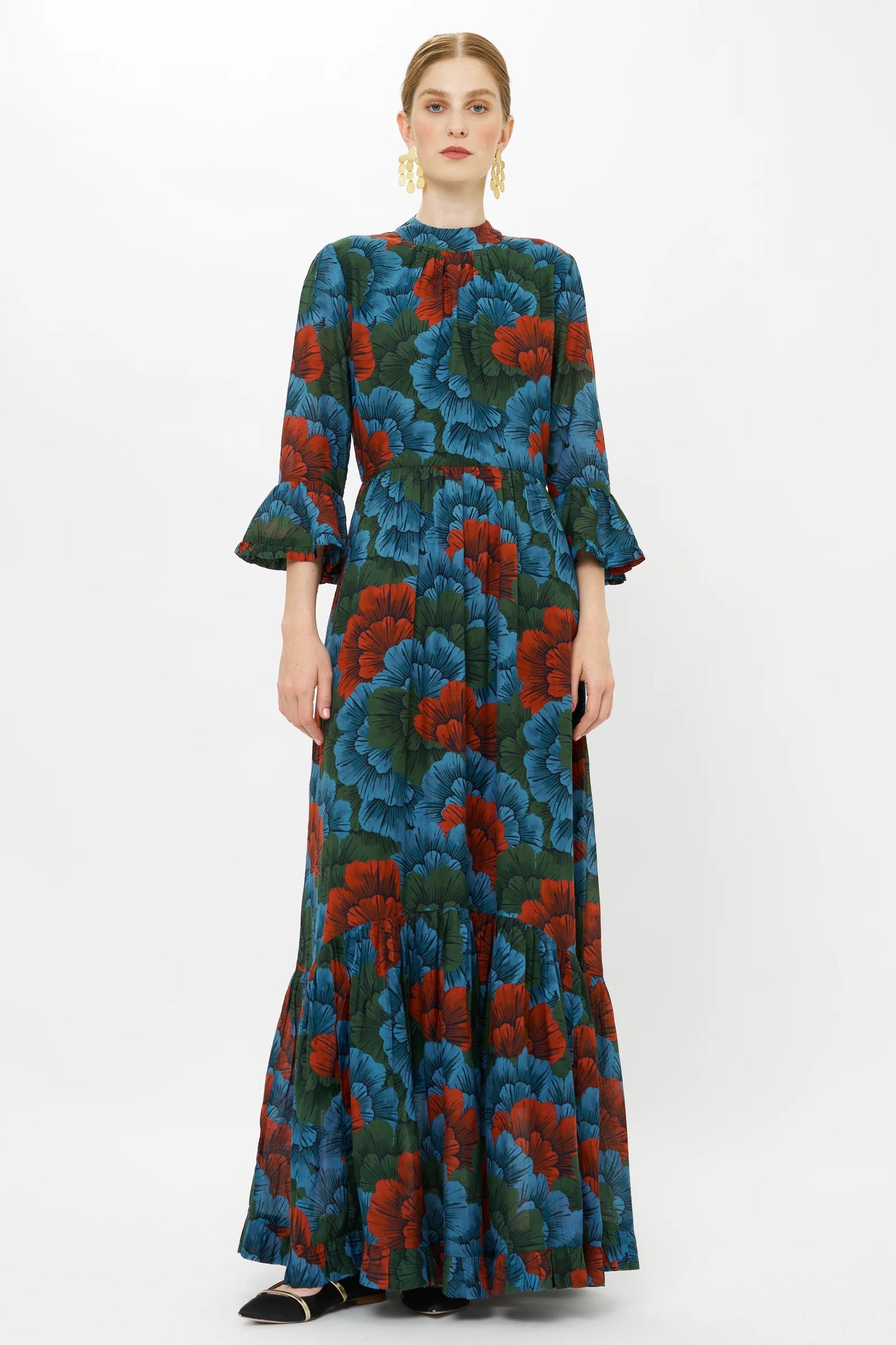 High Neck Bell Sleeve Maxi