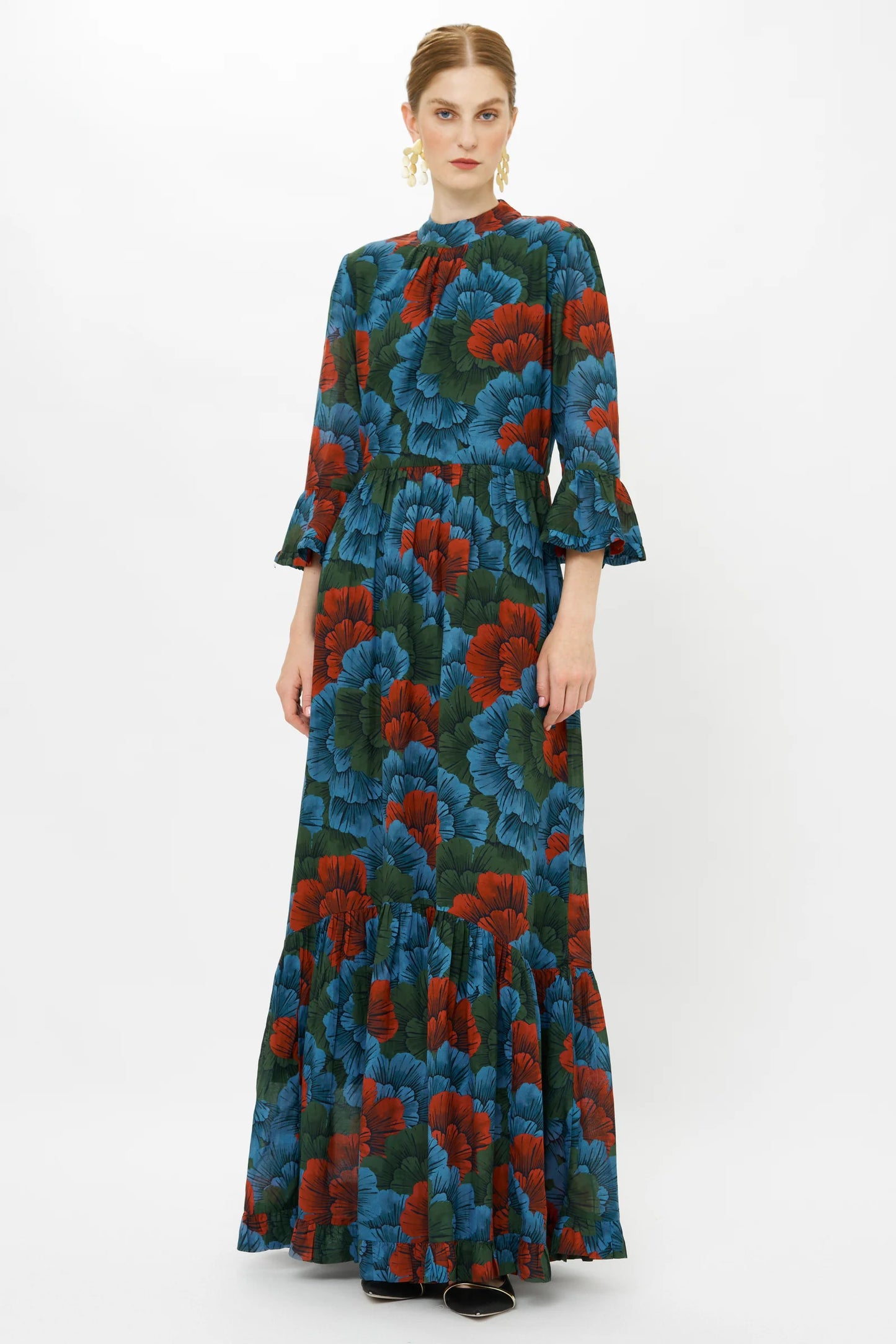 High Neck Bell Sleeve Maxi