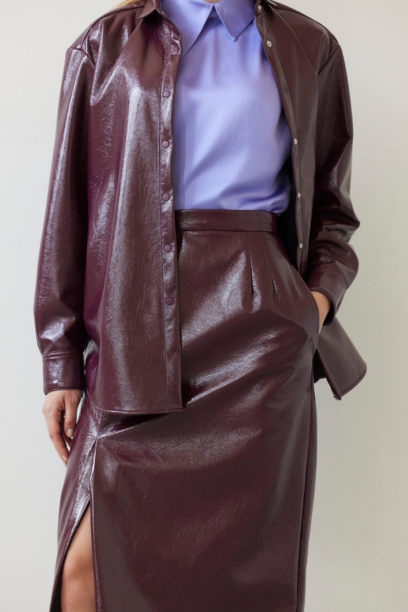 Monica Midi Straight Skirt in Gloss Pleatherette Skirts CHRISTINE ALCALAY - 5