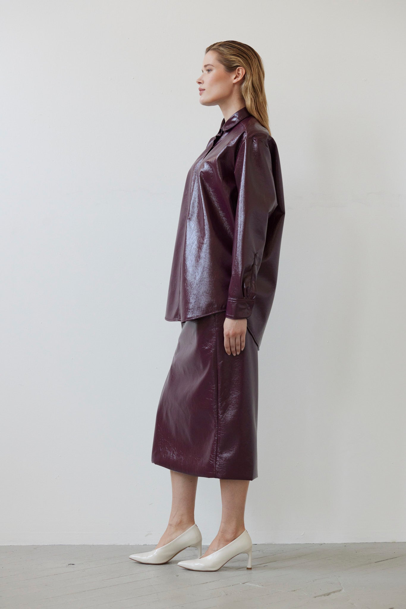Munro Shirt in Gloss Pleatherette Tops CHRISTINE ALCALAY - 4