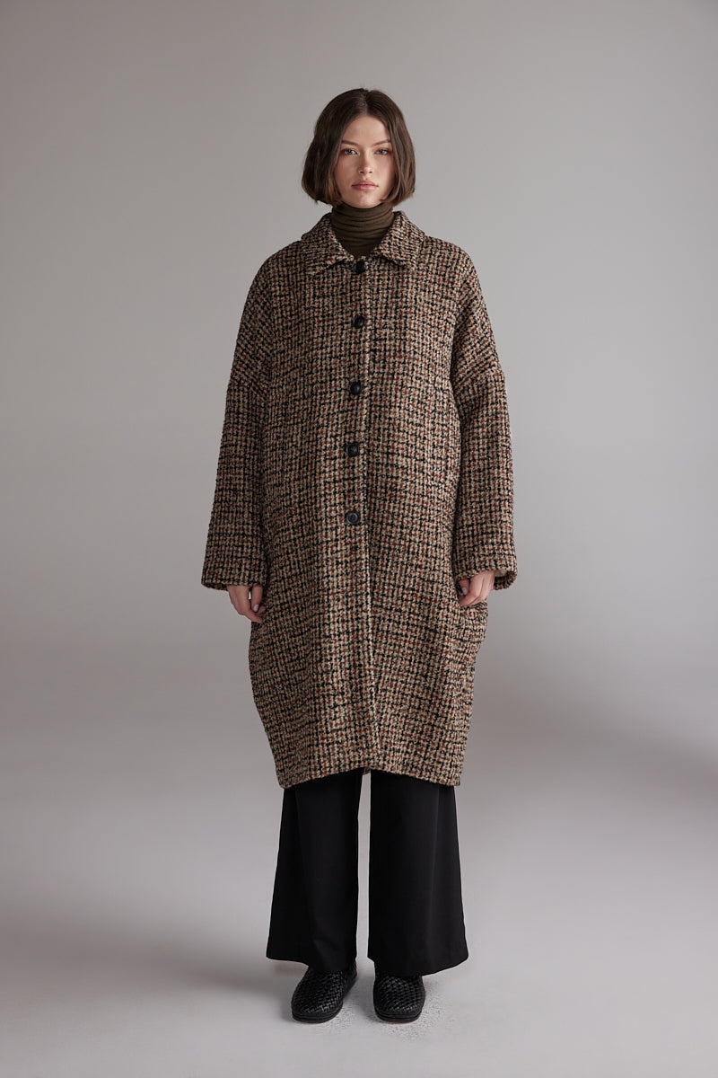Wool Blend Tweed Coat AMENTE - 3