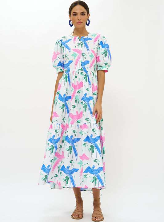 Button Cuff Sleeve Maxi  Oliphant Macaw Blue S 