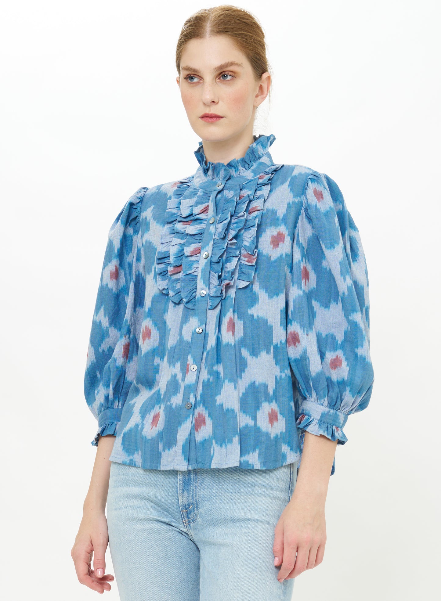 Ruffle Front Button Blouse OLIPHANT