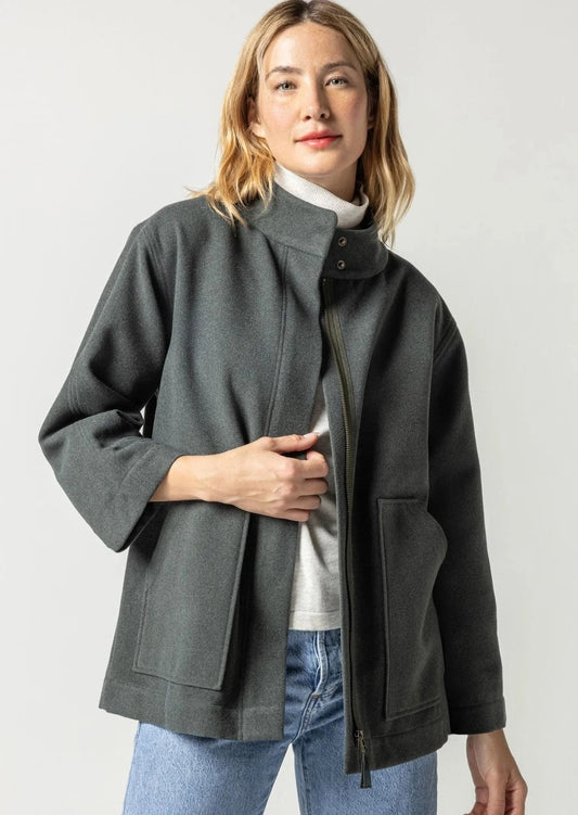 Zip Front Jacket with Pockets Jackets Lilla P. Mineral S 