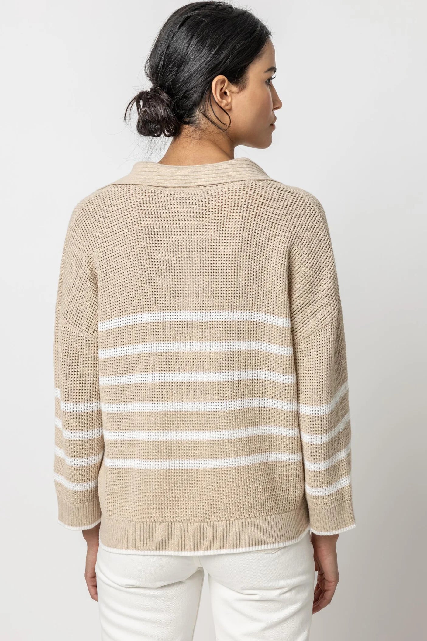Textured Stripe Polo Sweater  Lilla P.   