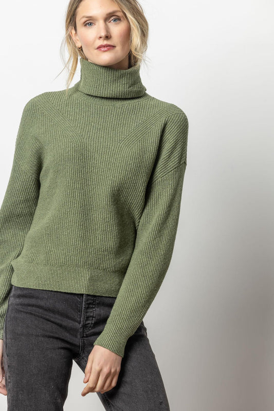 Relaxed Rib Turtleneck Sweater  Lilla P. Wintergreen S 