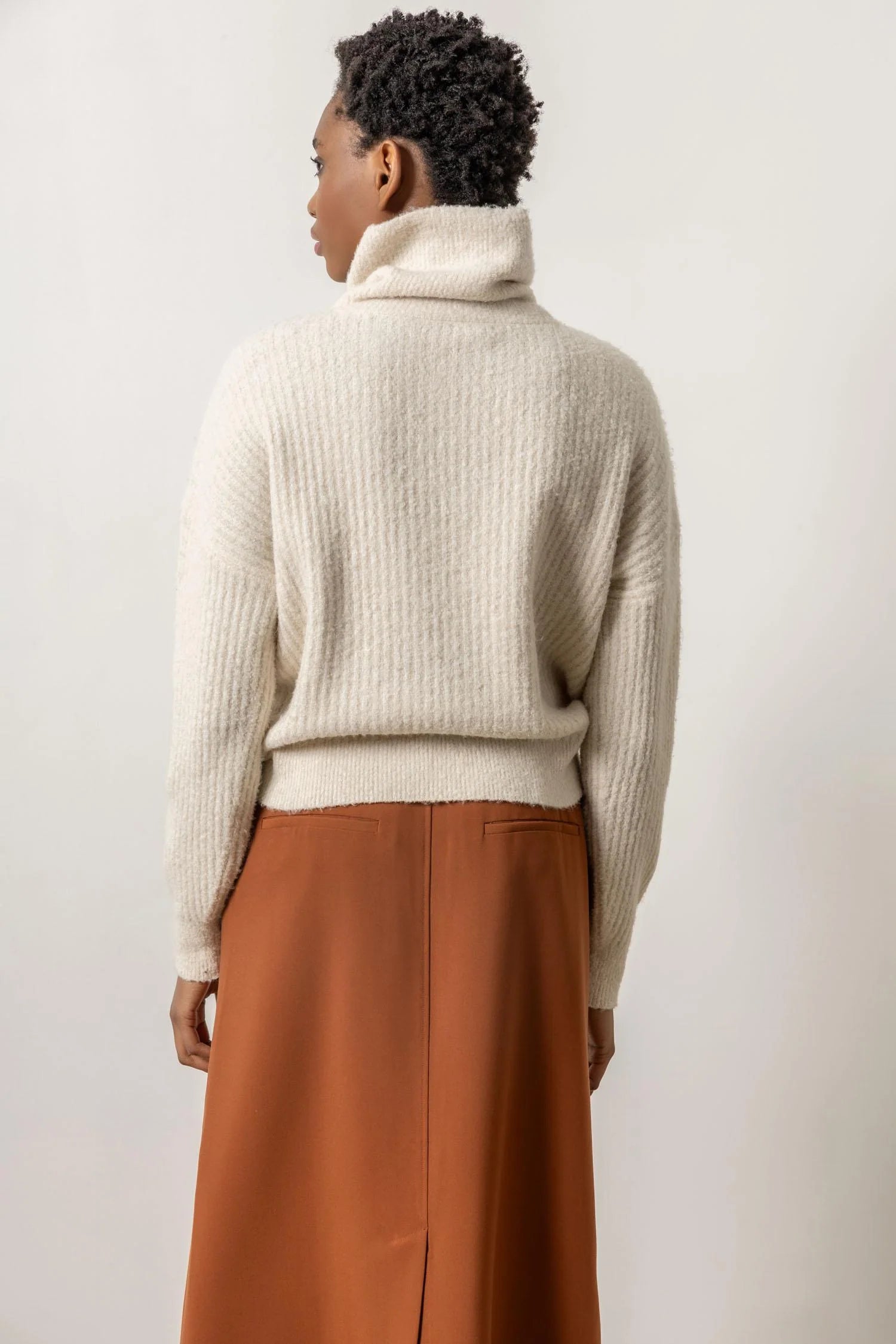 Ribbed Wrap Collar Sweater Sweaters Lilla P.   