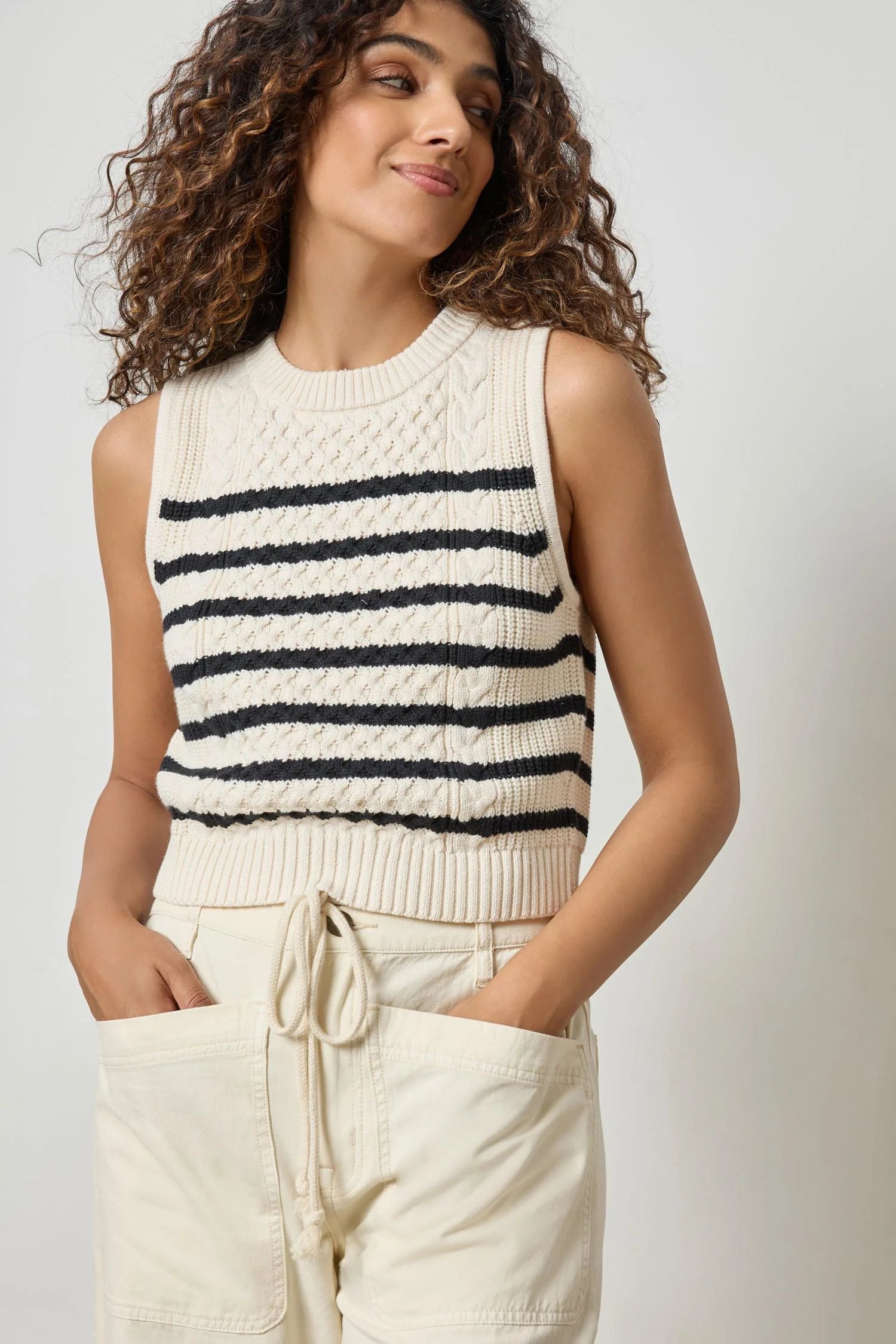 Cropped Cable Tank Sweater Sweaters Lilla P.