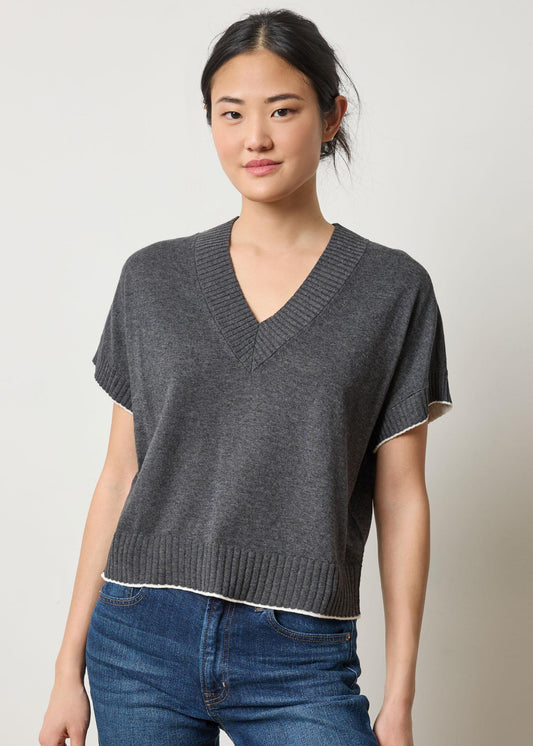 Short Sleeve V-Neck Pullover Sweaters Lilla P.