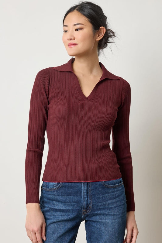 Long Sleeve Rib Henley Sweater Sweaters Lilla P.
