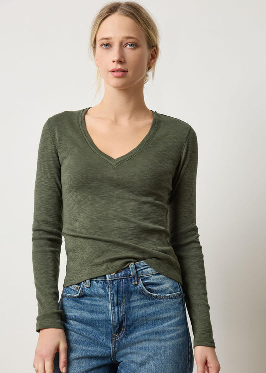 Rib Slub L/S V-Neck