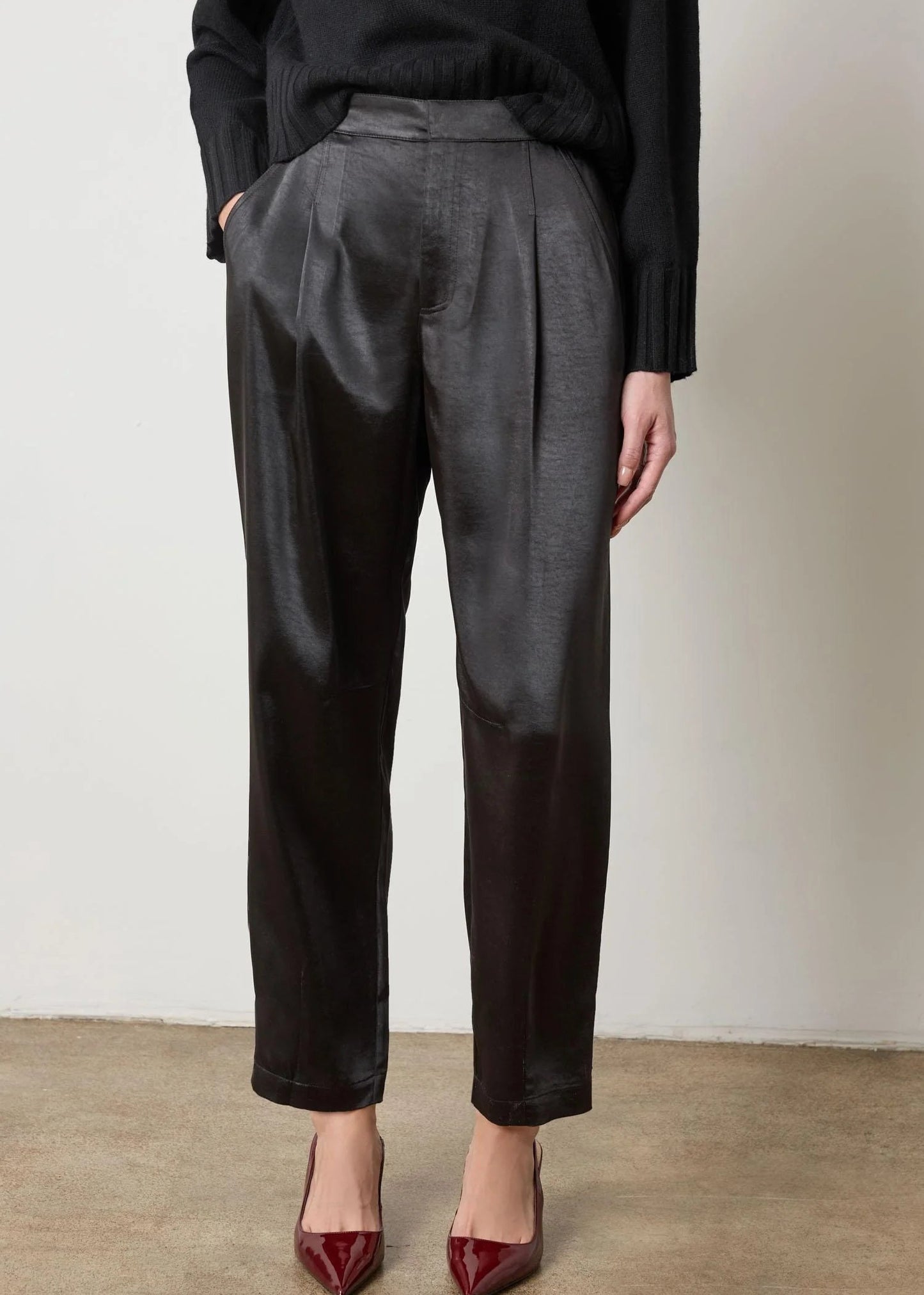 Satin Fly Front Pant Bottoms Lilla P.