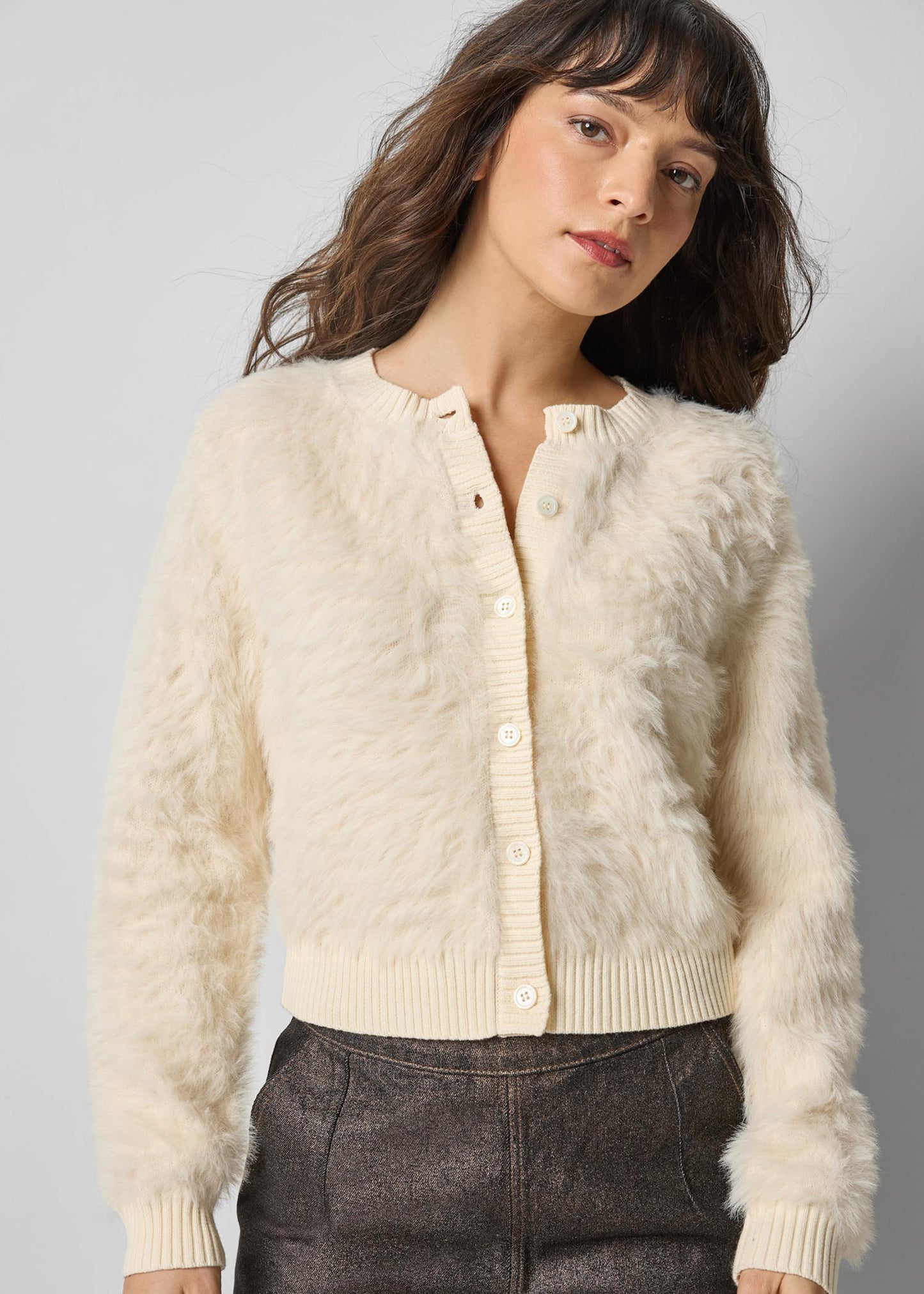 Brushed Crewneck Cardigan Sweaters Lilla P.