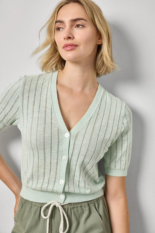 Open Stitch V-Neck Cardigan Tops Lilla P.