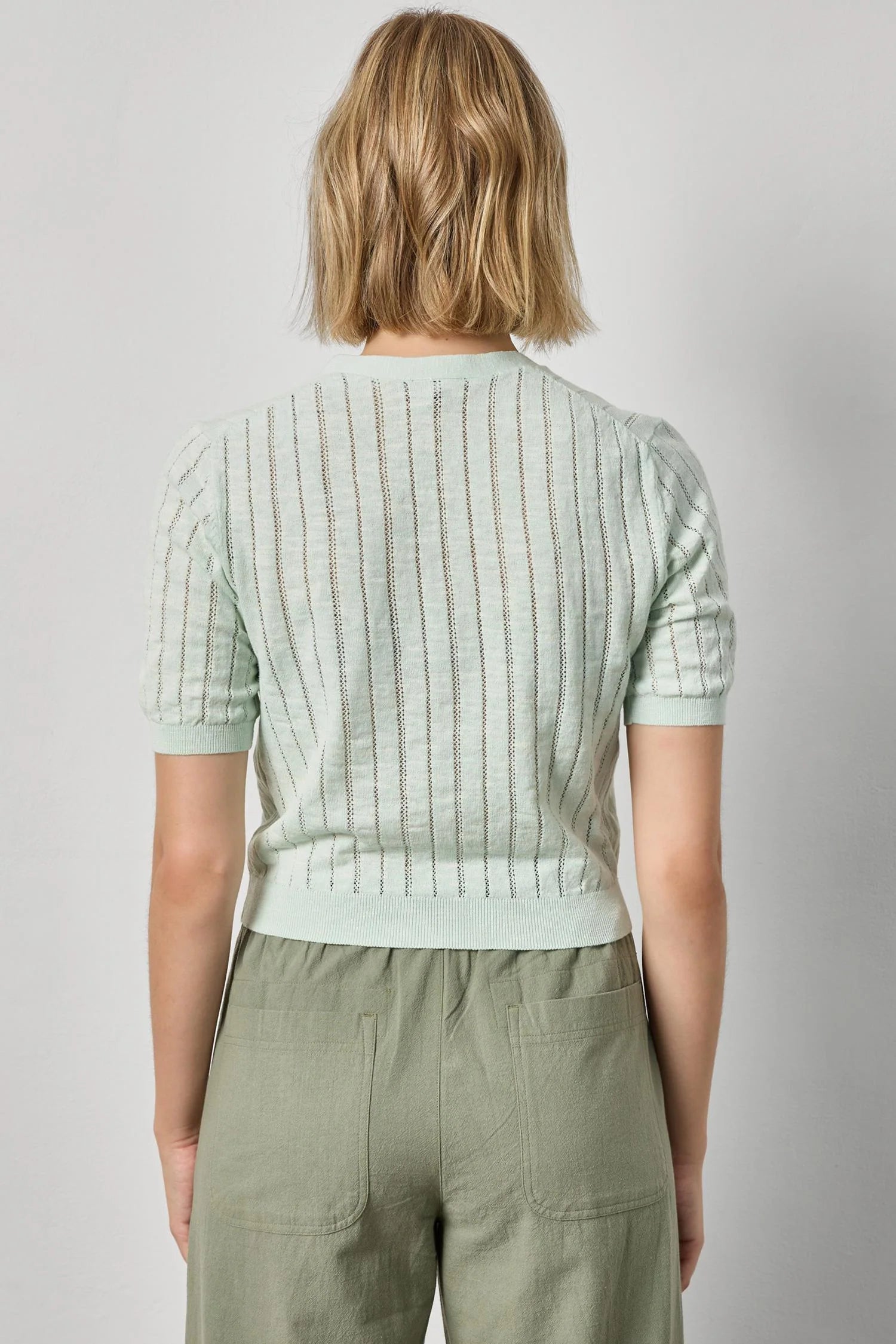 Open Stitch V-Neck Cardigan Tops Lilla P.