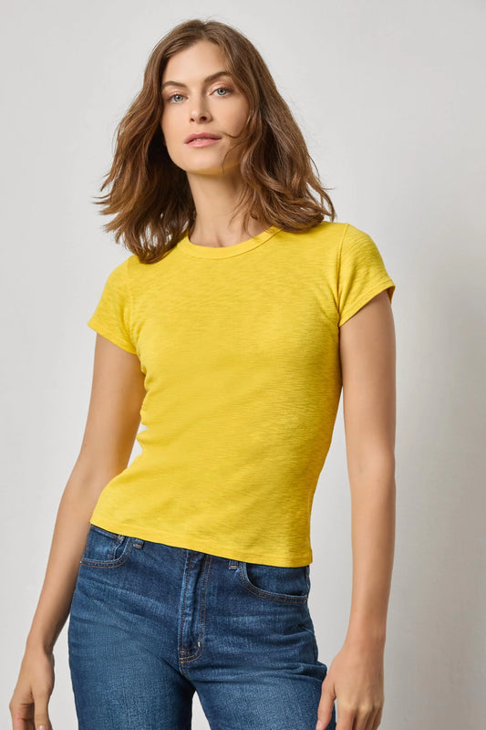 Ribbed Slub Crewneck Tee Tops Lilla P. Sunflower S