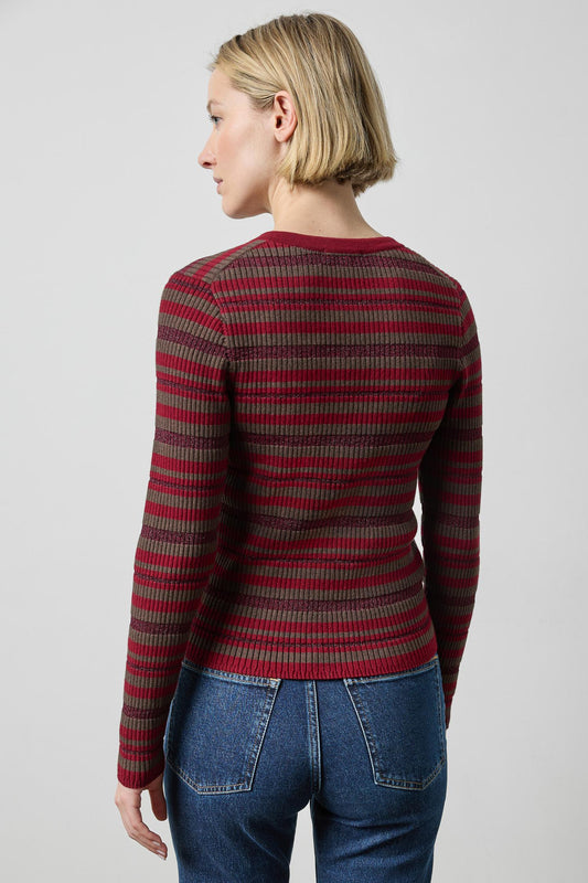 Metallic Stripe Cardigan Sweaters Lilla P.