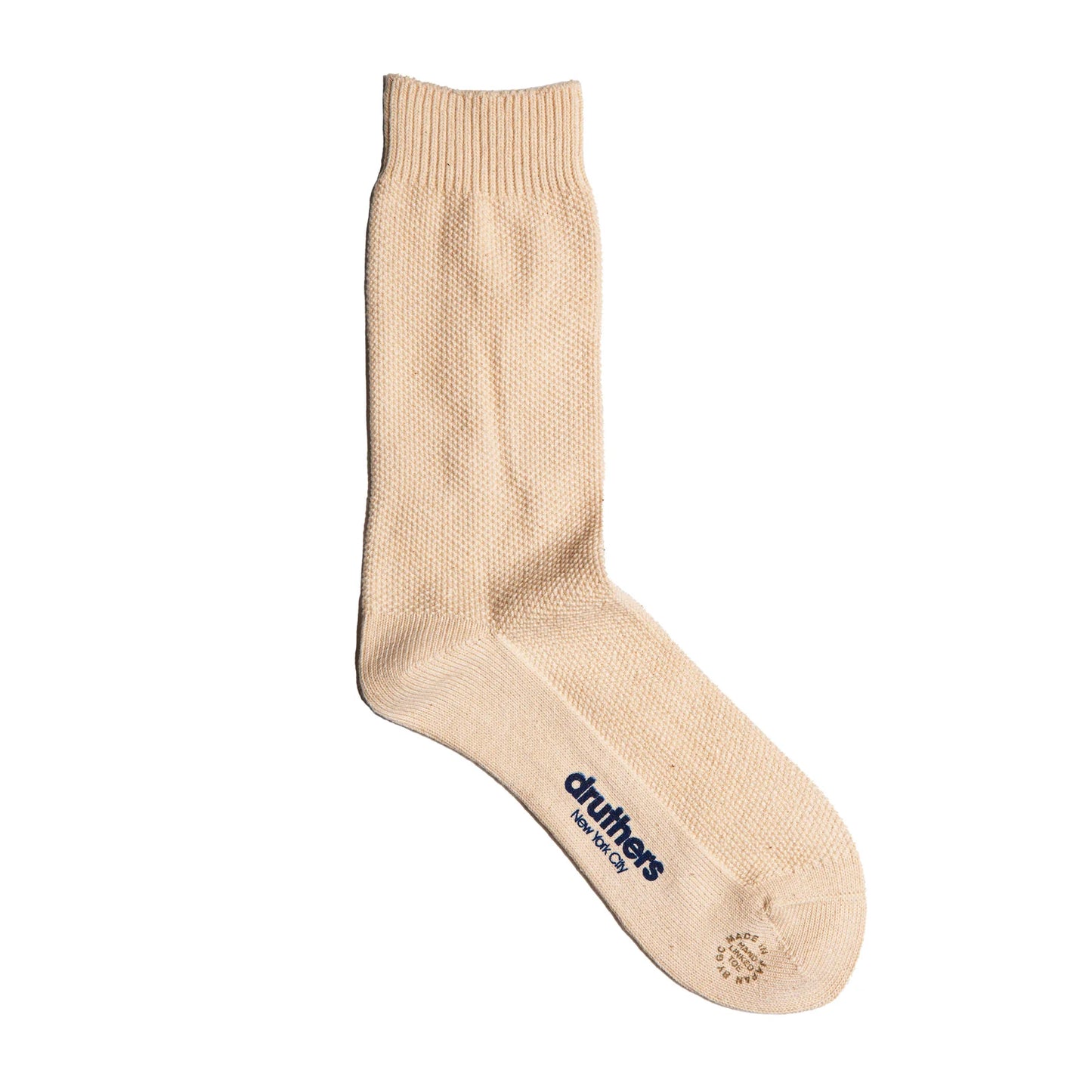 Organic Cotton Pique Knit Crew Sock Socks Druthers Off White Natural  