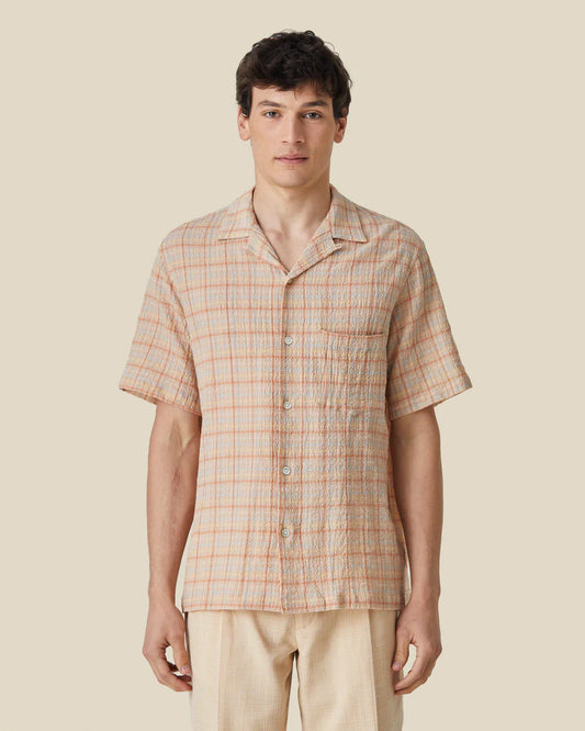 Plaid Crepe S/S Shirt Shirt Portuguese Flannel Orange Plaid Multi S 