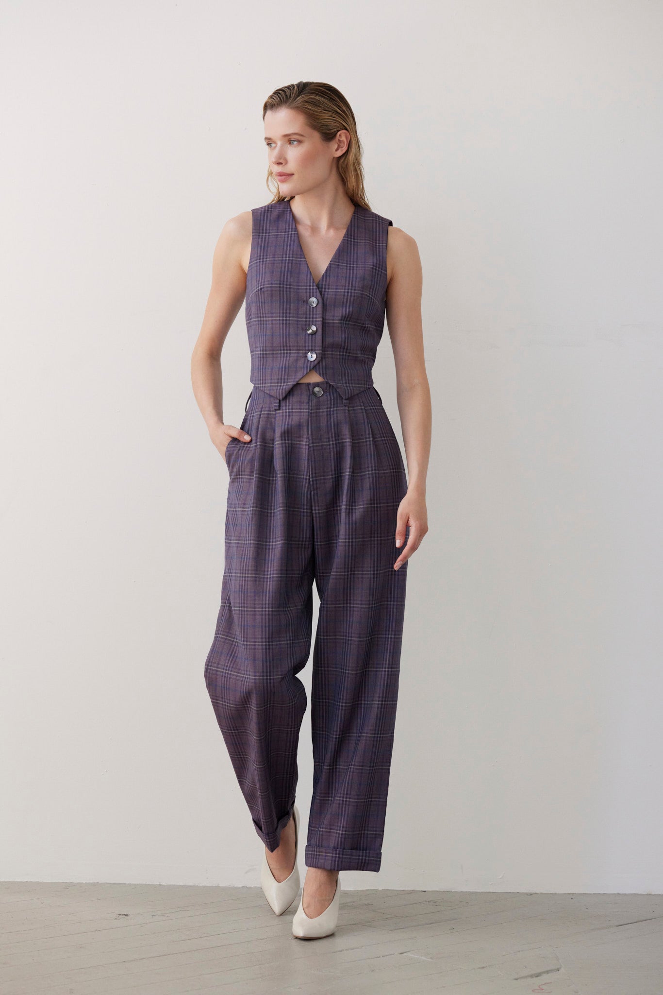 Patty Straight Leg Pant in Tropical Wool Pants CHRISTINE ALCALAY