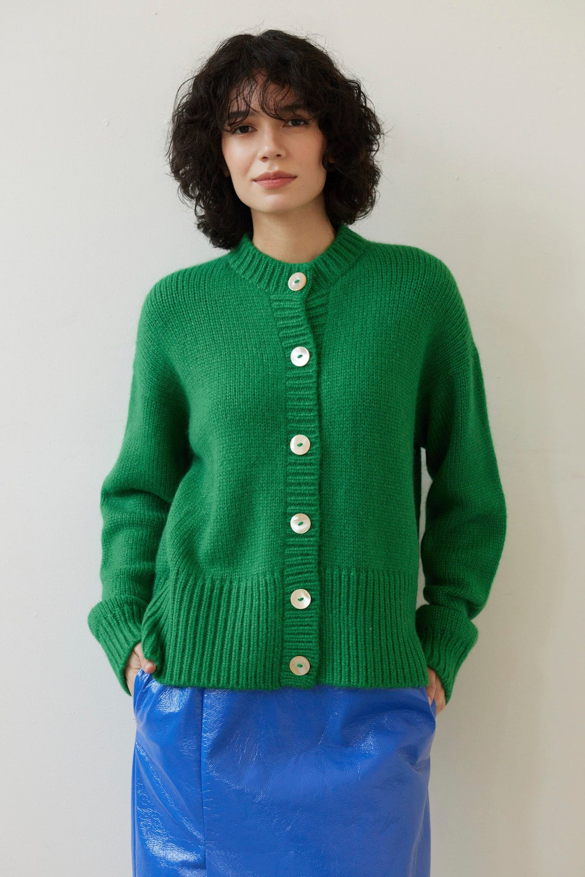 SAMPLE FW26 - Petra Cardigan in Alpaca Wool - Grass Green Samples CHRISTINE ALCALAY - 2