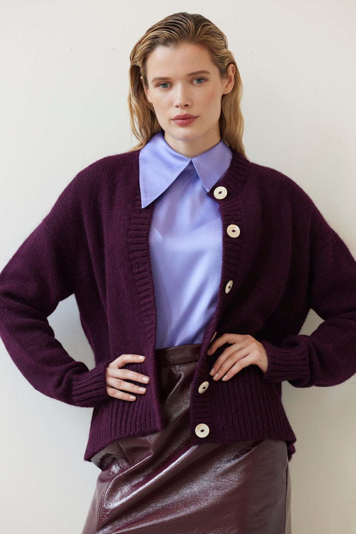 SAMPLE FW26 - Petra Cardigan in Alpaca Wool - Pinot Wine Samples CHRISTINE ALCALAY - 2