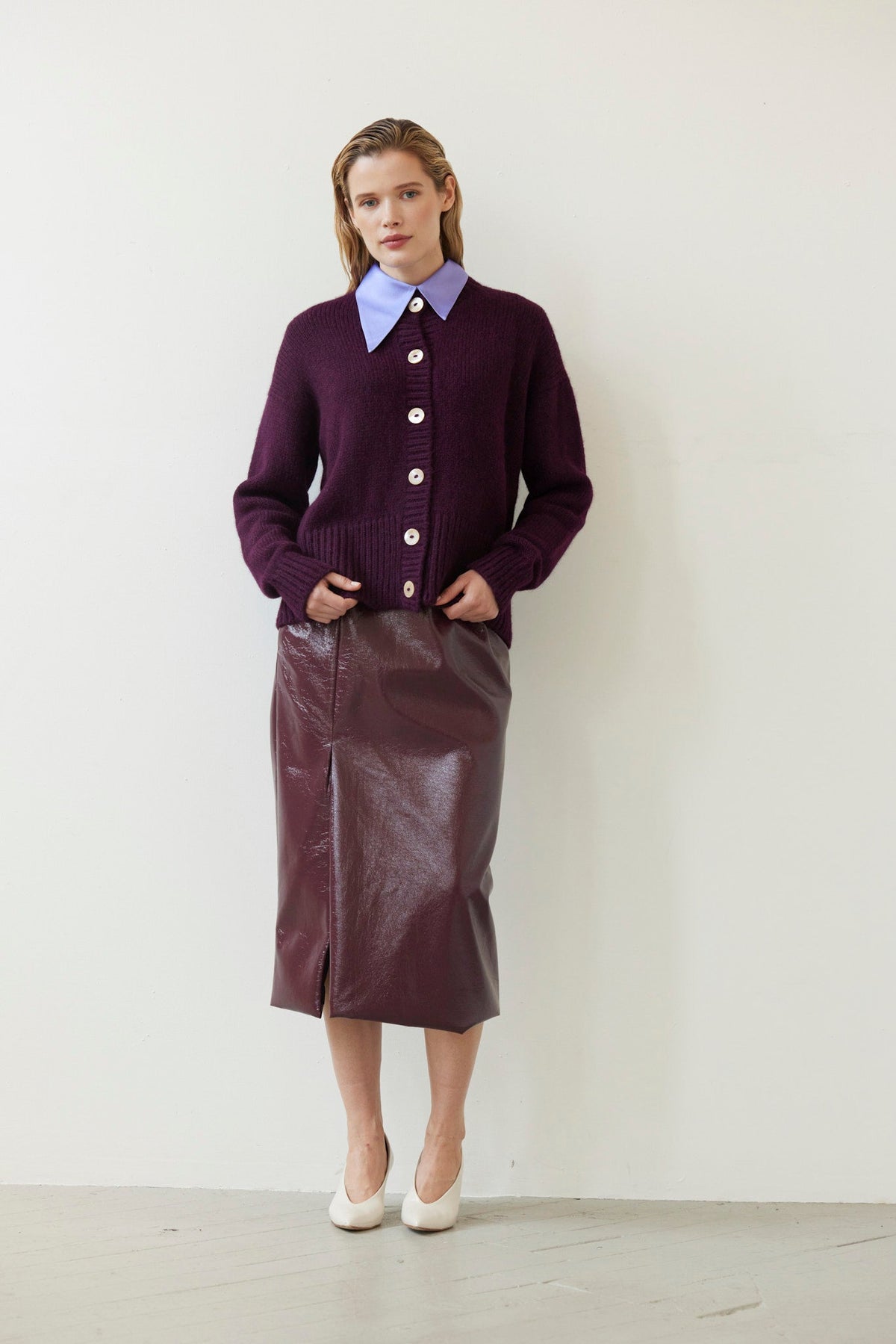 SAMPLE FW26 - Petra Cardigan in Alpaca Wool - Pinot Wine Samples CHRISTINE ALCALAY - 3