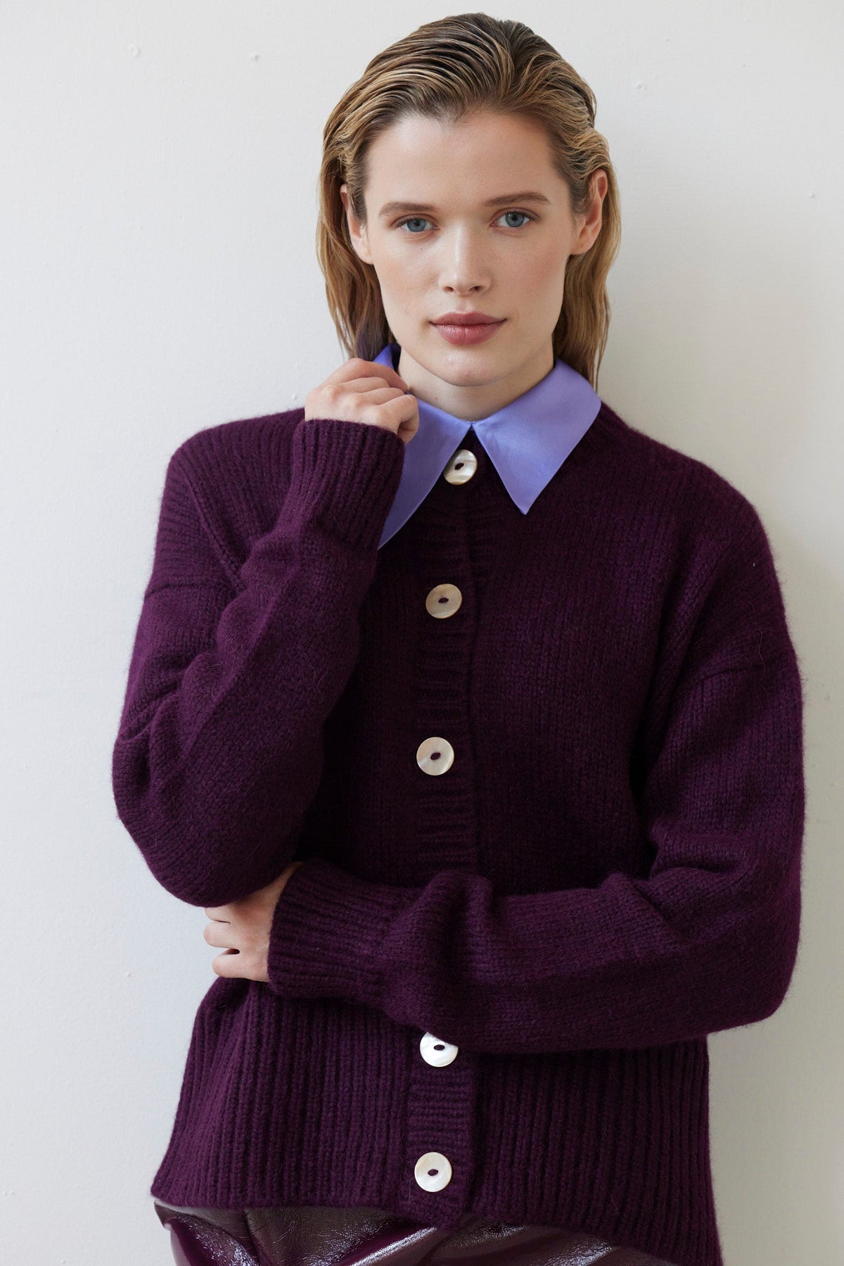 SAMPLE FW26 - Petra Cardigan in Alpaca Wool - Pinot Wine Samples CHRISTINE ALCALAY Pinot Wine One size - 1