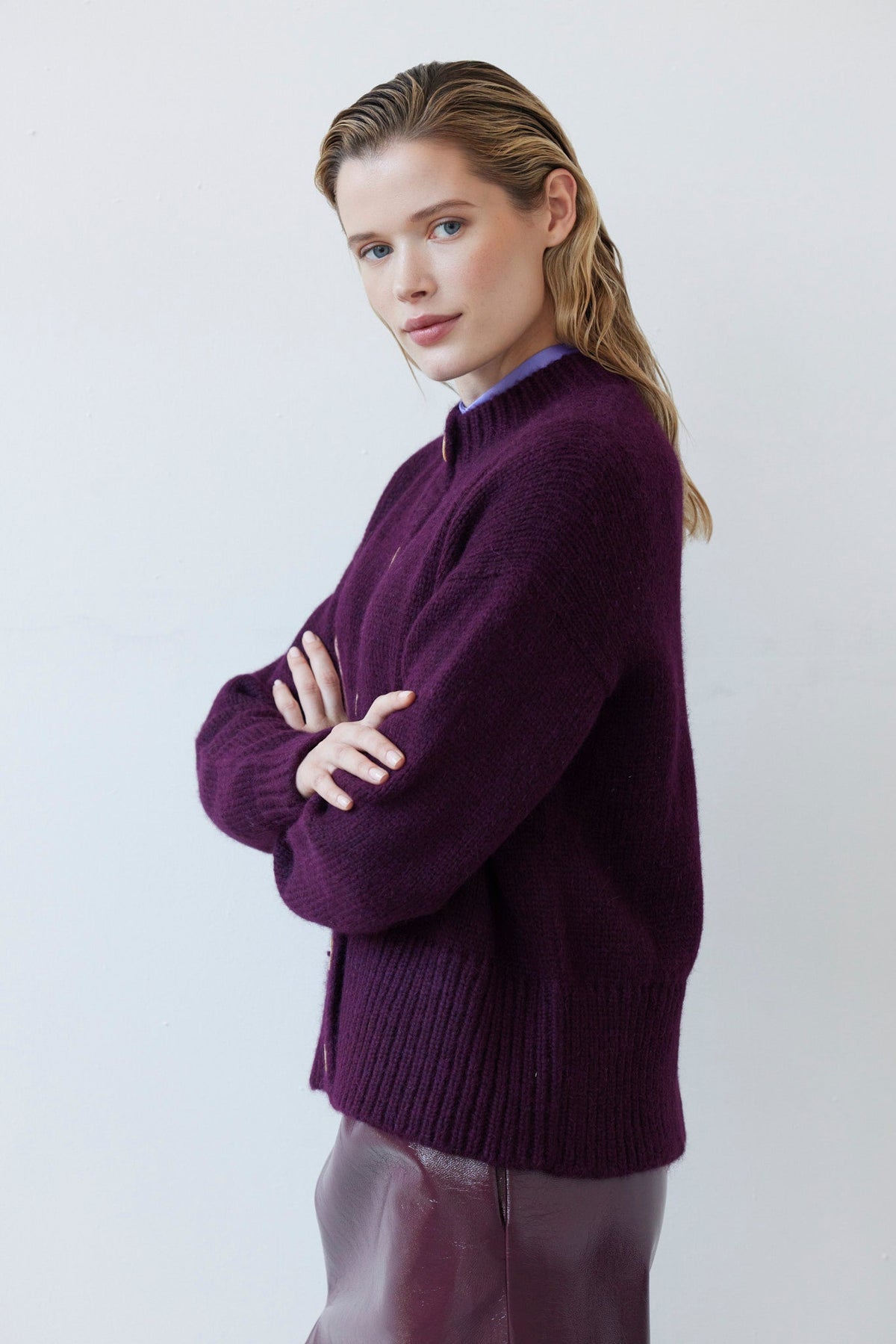 SAMPLE FW26 - Petra Cardigan in Alpaca Wool - Pinot Wine Samples CHRISTINE ALCALAY - 6