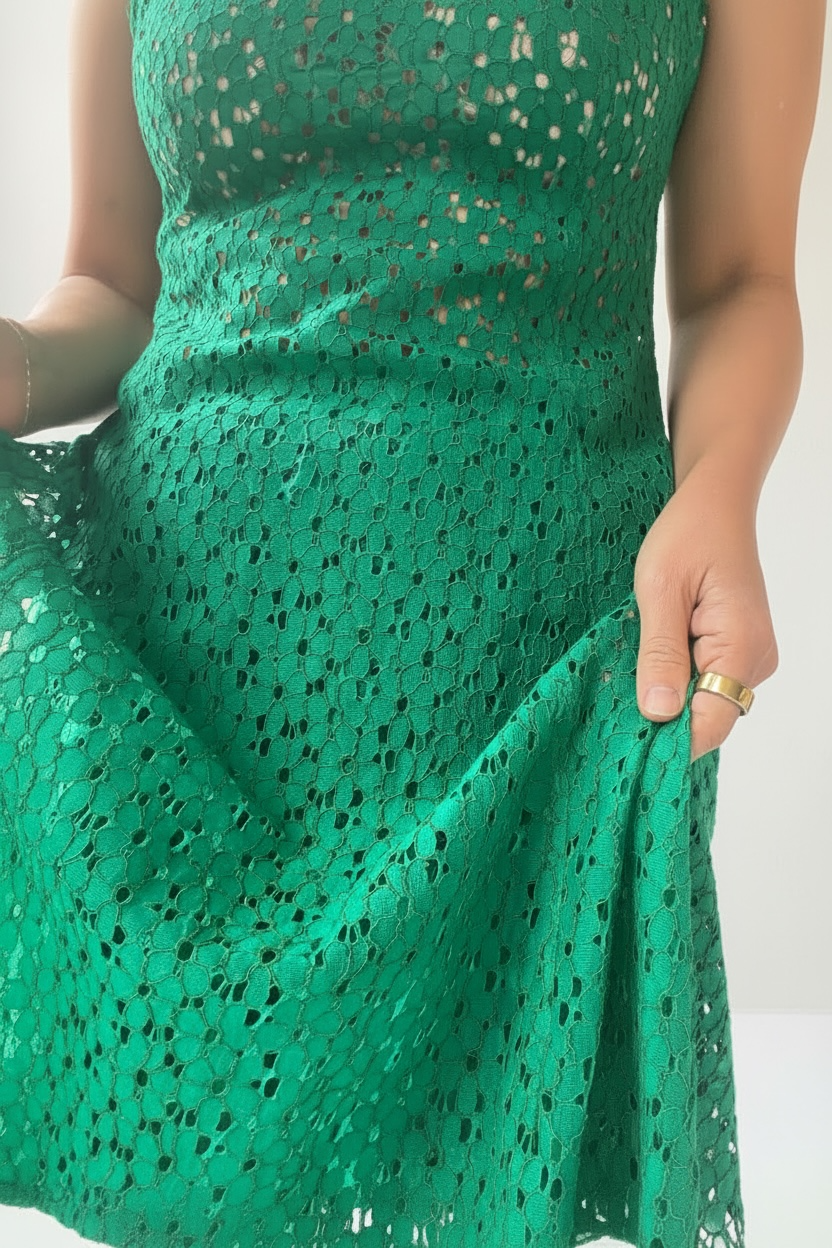 Eurie Dress in Malachite Green Corded Lace Dresses CHRISTINE ALCALAY