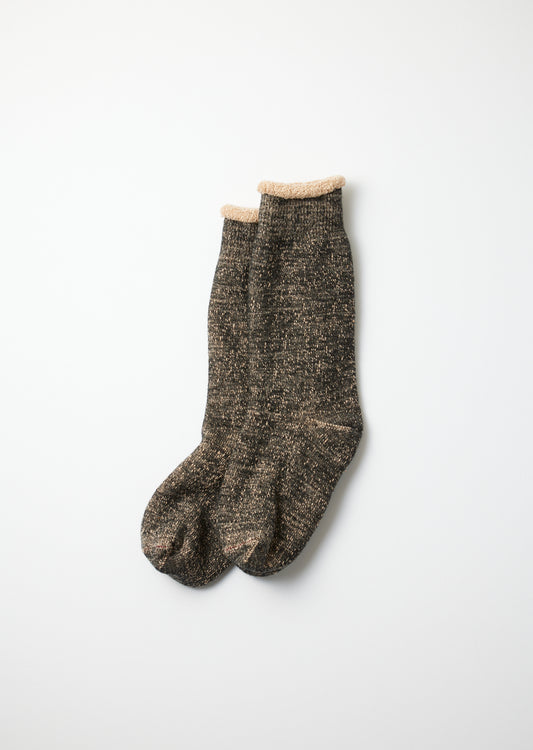 R1001-BR DOUBLE FACE CREW SOCKS "MERINOWOOL & BROWN OG " Socks RoToTo BLACK/BROWN L