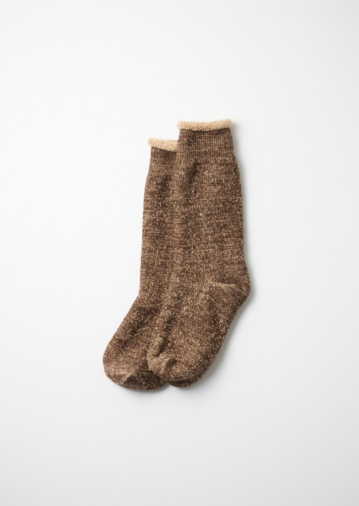 R1001-BR DOUBLE FACE CREW SOCKS "MERINOWOOL & BROWN OG " Socks RoToTo D.BROWN/BROWN L