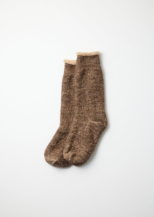 R1001-BR DOUBLE FACE CREW SOCKS "MERINOWOOL & BROWN OG " Socks RoToTo D.BROWN/BROWN L