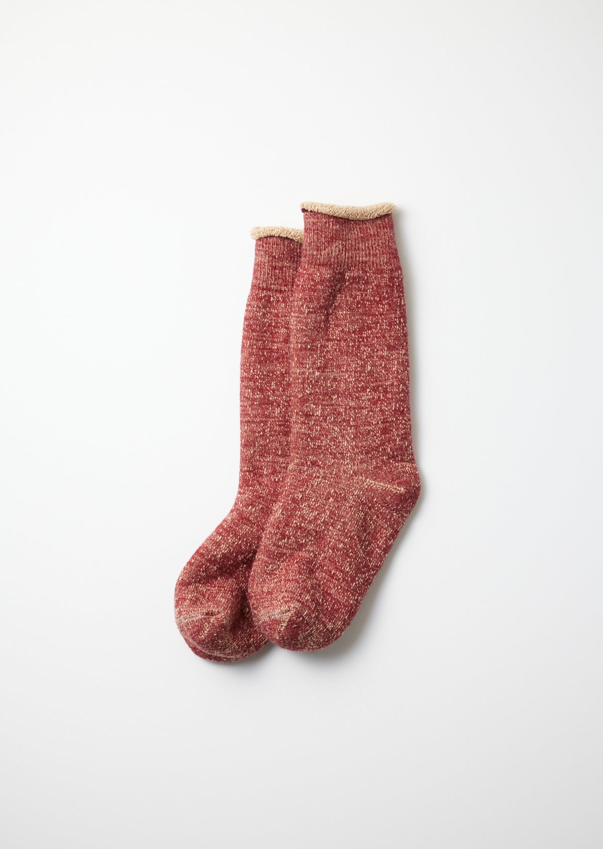 R1001-BR DOUBLE FACE CREW SOCKS "MERINOWOOL & BROWN OG " Socks RoToTo D.RED/BROWN L