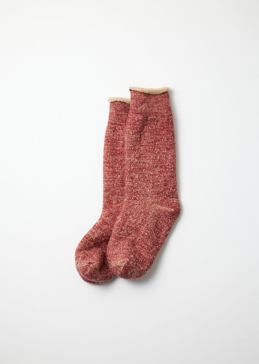 R1001-BR DOUBLE FACE CREW SOCKS "MERINOWOOL & BROWN OG " Socks RoToTo D.RED/BROWN L