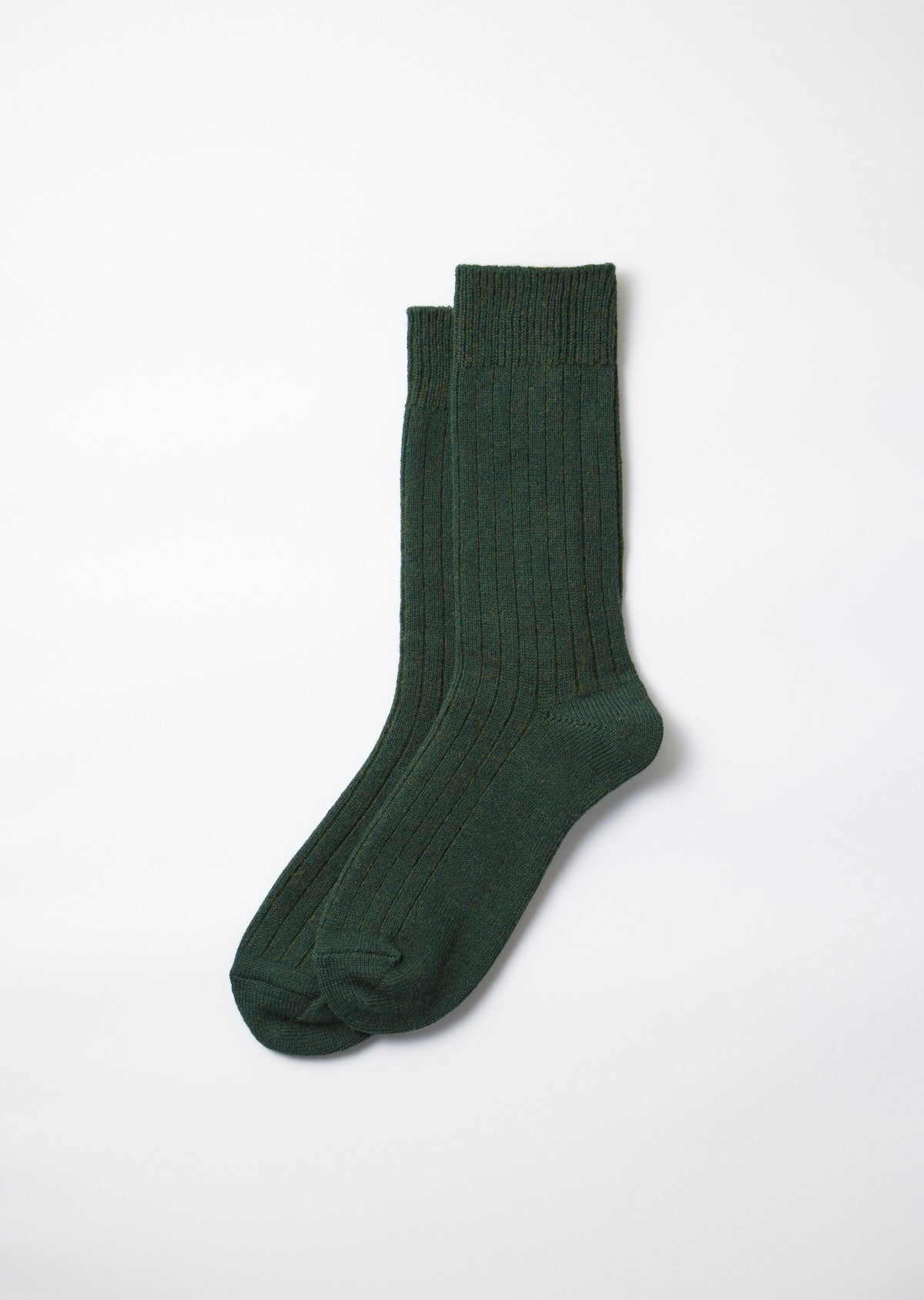 R1327 COTTON WOOL RIBBED CREW SOCKS Socks RoToTo D.GREEN L