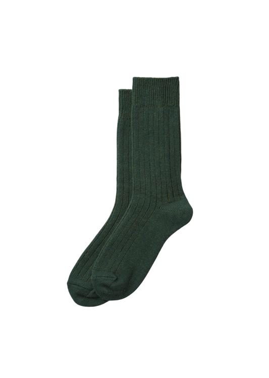 Cotton Wool Ribbed Crew Socks Socks & Hosiery RoToTo D.GREEN L