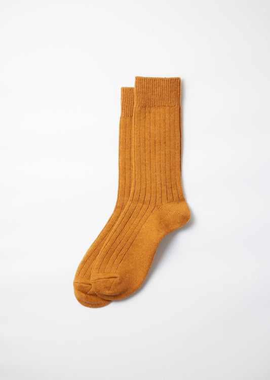 R1327 COTTON WOOL RIBBED CREW SOCKS Socks RoToTo GOLD L