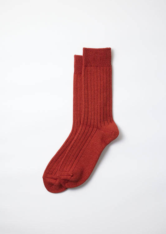 R1327 COTTON WOOL RIBBED CREW SOCKS Socks RoToTo RED L