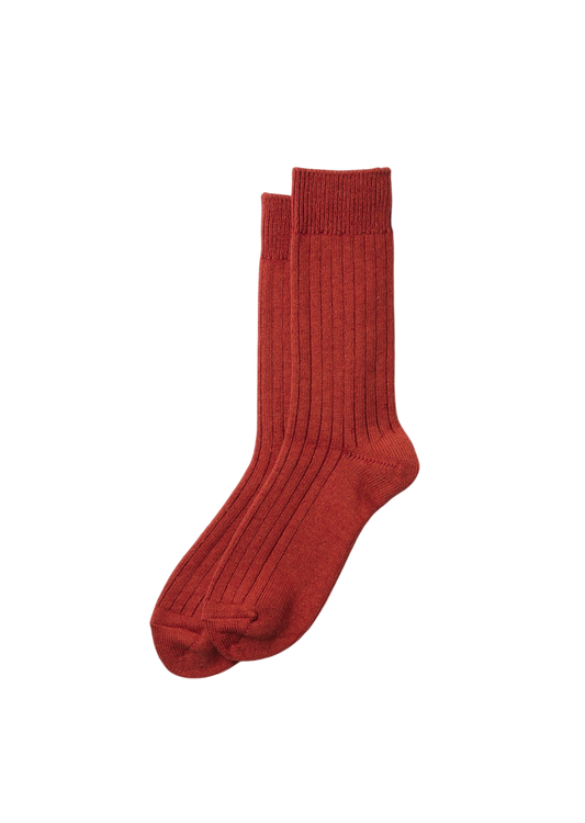 Cotton Wool Ribbed Crew Socks Socks & Hosiery RoToTo RED L