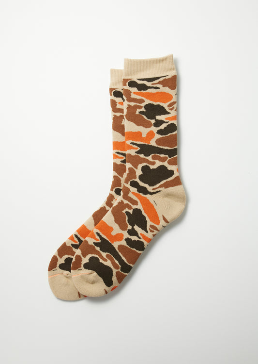 R1339 PILE CAMO CREW SOCKS Socks RoToTo BEIGE/ORANGE L
