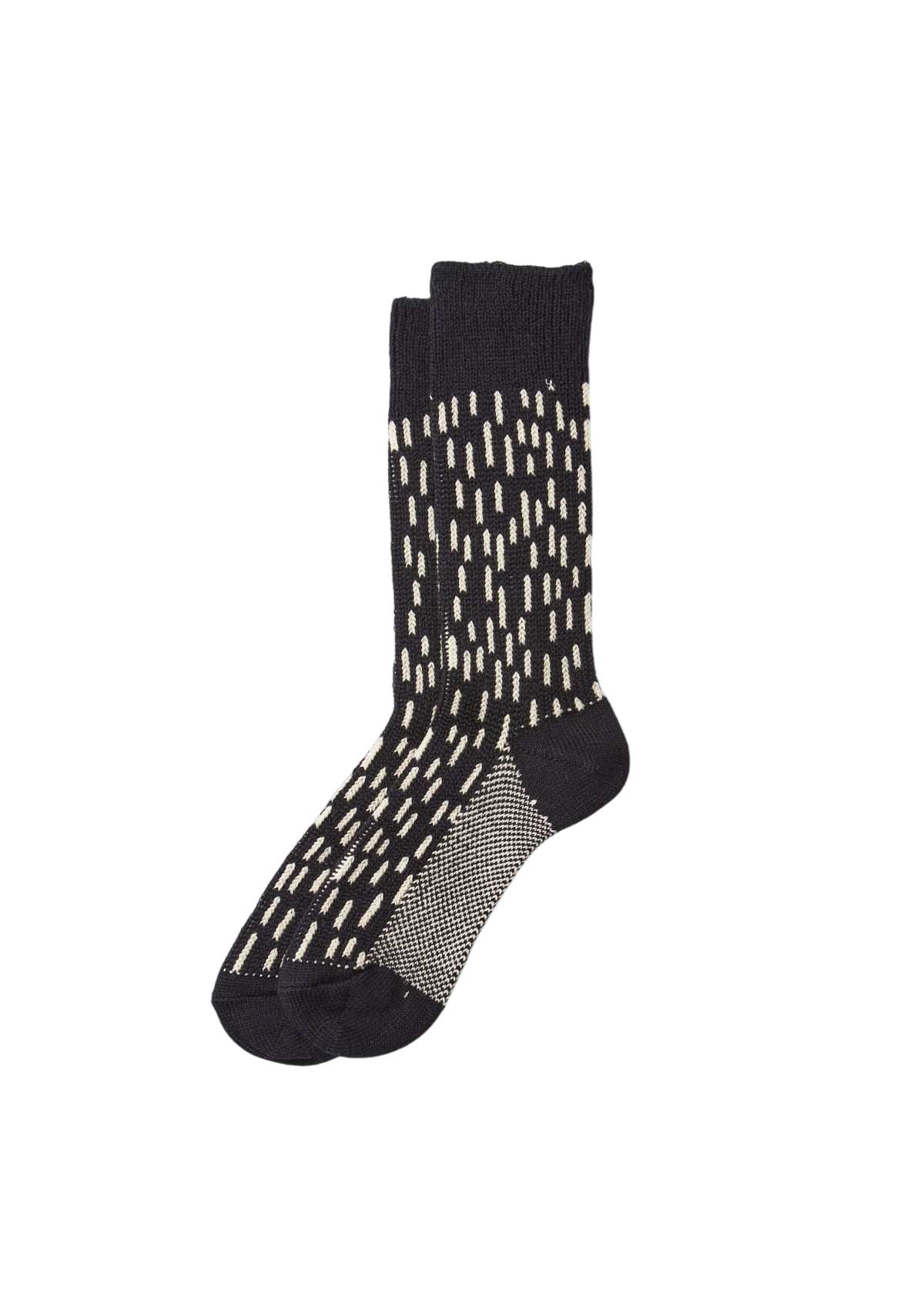 Raindrop Crew Socks Socks & Hosiery RoToTo BLACK/IVORY L