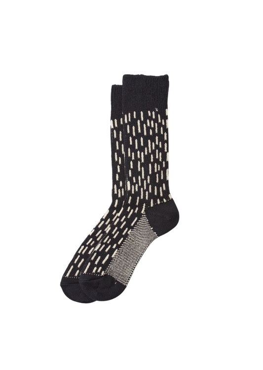 Raindrop Crew Socks Socks & Hosiery RoToTo BLACK/IVORY L