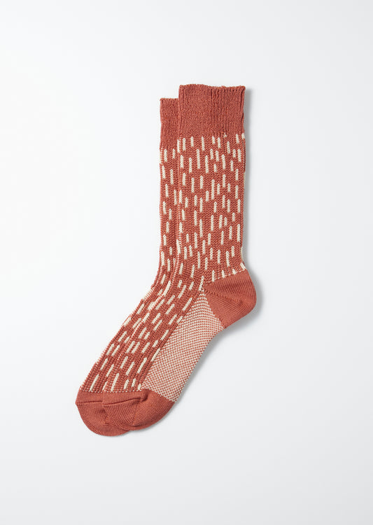R1431 RAIN DROP CREW SOCKS Socks RoToTo GARNET/IVORY L